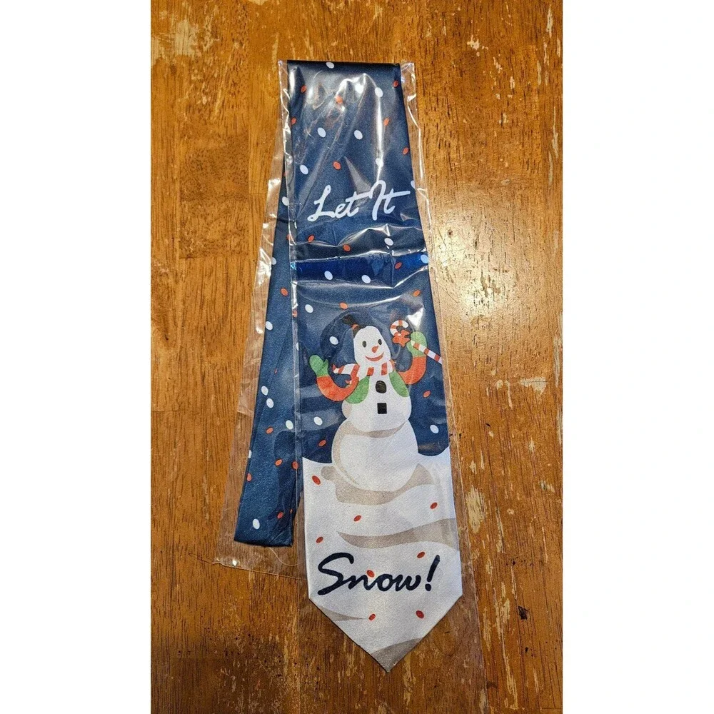 Christmas Tie Let It Snow Snowman New in Plastic